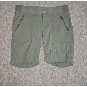 Athleta Wmn's Sz 10 Utility Cuffed Ripstop Hiking Olive Green 6 Pocket 8" Shorts